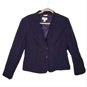 Talbots Black Two Button Collarless Silk Blazer Size 12